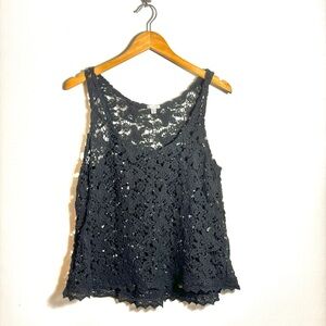 Urban Outfitters Ecote Small Black Crotchet Tank Top